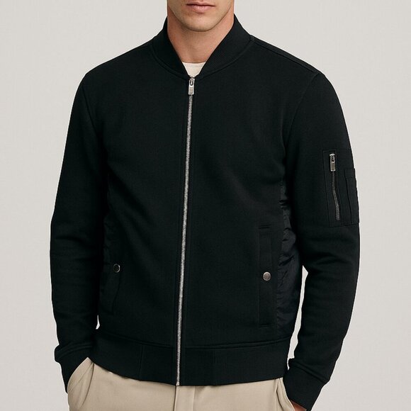 Zara Man Black Bomber Jacket Sz S - Picture 1 of 7